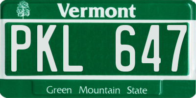 VT license plate PKL647