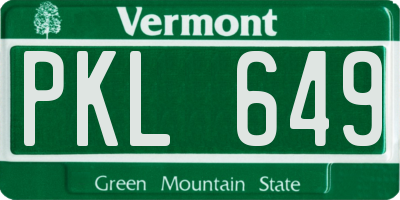 VT license plate PKL649