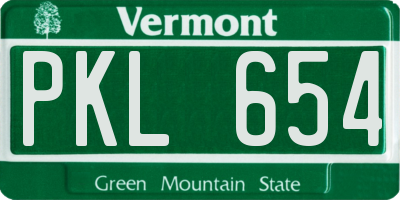 VT license plate PKL654