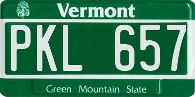 VT license plate PKL657