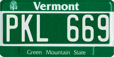 VT license plate PKL669