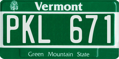 VT license plate PKL671