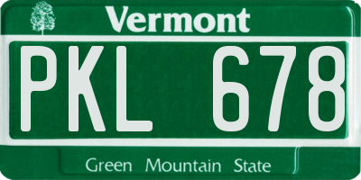 VT license plate PKL678