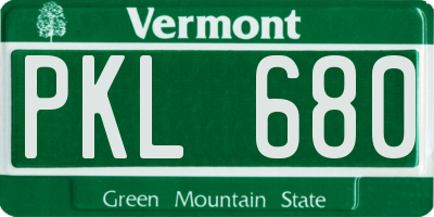 VT license plate PKL680