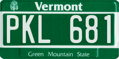 VT license plate PKL681