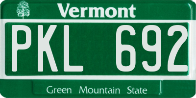 VT license plate PKL692