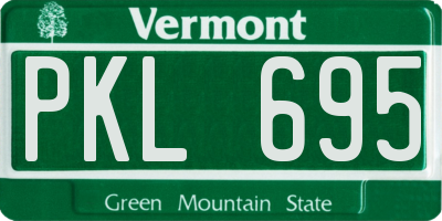 VT license plate PKL695