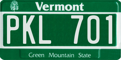 VT license plate PKL701