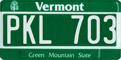 VT license plate PKL703