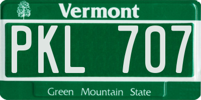 VT license plate PKL707