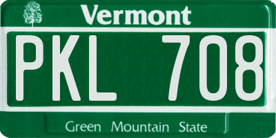 VT license plate PKL708