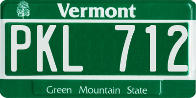 VT license plate PKL712