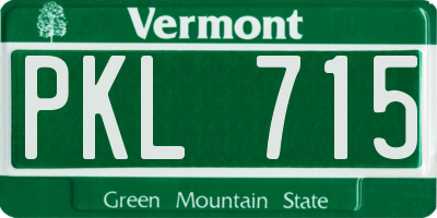 VT license plate PKL715