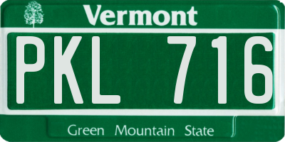 VT license plate PKL716