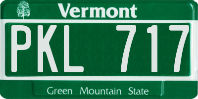 VT license plate PKL717