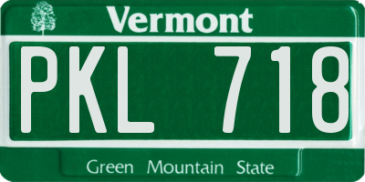 VT license plate PKL718