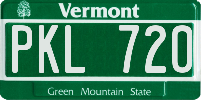 VT license plate PKL720