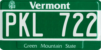 VT license plate PKL722