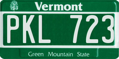 VT license plate PKL723