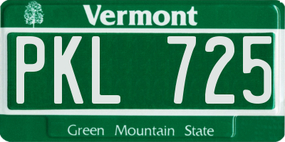 VT license plate PKL725