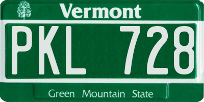 VT license plate PKL728