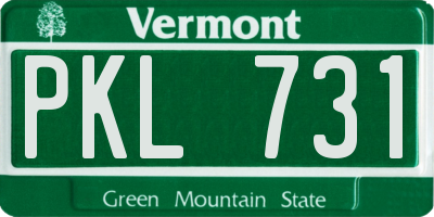VT license plate PKL731
