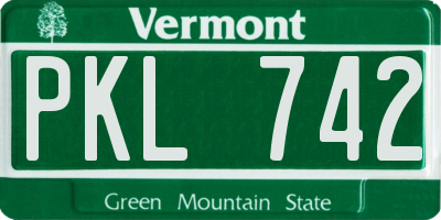 VT license plate PKL742