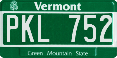 VT license plate PKL752