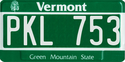 VT license plate PKL753