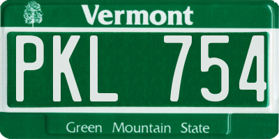 VT license plate PKL754