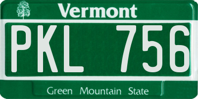 VT license plate PKL756