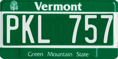 VT license plate PKL757