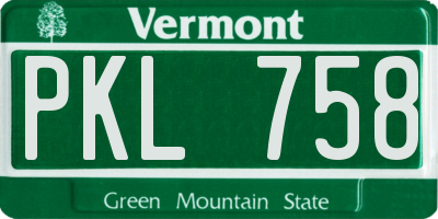 VT license plate PKL758