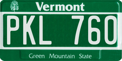 VT license plate PKL760