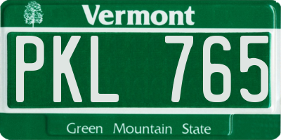 VT license plate PKL765