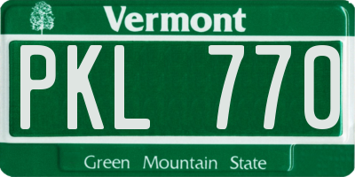 VT license plate PKL770