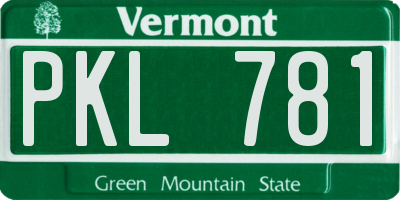 VT license plate PKL781