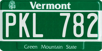 VT license plate PKL782