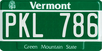 VT license plate PKL786