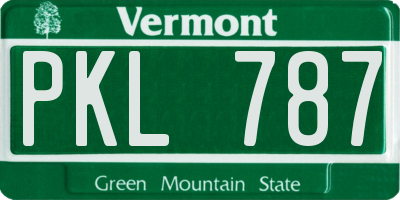 VT license plate PKL787