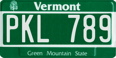 VT license plate PKL789