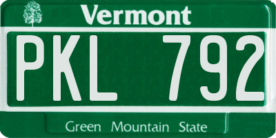 VT license plate PKL792