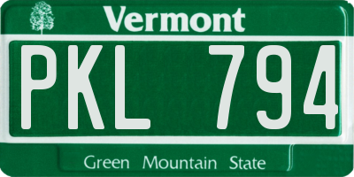 VT license plate PKL794