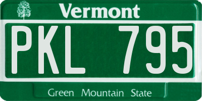 VT license plate PKL795
