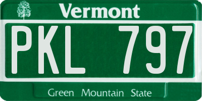 VT license plate PKL797
