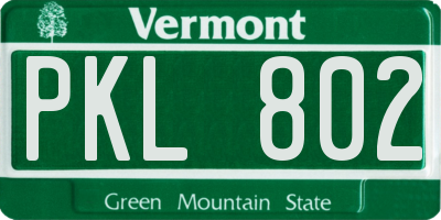 VT license plate PKL802