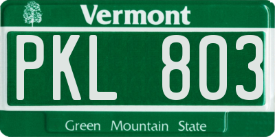 VT license plate PKL803