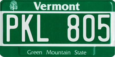 VT license plate PKL805