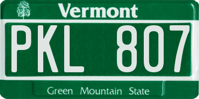 VT license plate PKL807