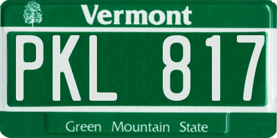 VT license plate PKL817